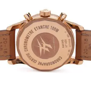 Back view of a luxury watch case.