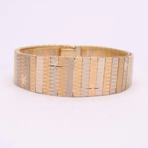 Gold and silver striped bracelet.