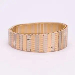 Gold and silver striped bracelet.