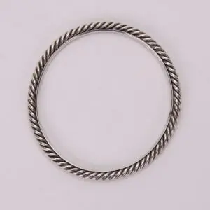 Silver twisted rope design bangle bracelet.