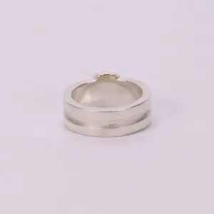 Silver ring with a textured band.