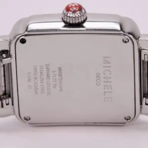 Back of Michele Deco watch, stainless steel.
