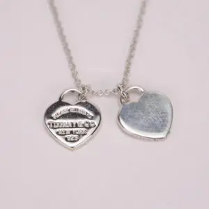 Silver heart pendant necklace with two charms.