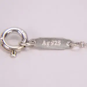 Silver necklace clasp with "Ag925" engraving.