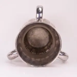 Silver trophy viewed from above.