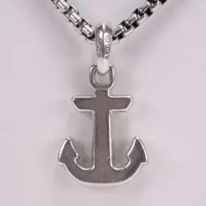 Anchor pendant on a chain necklace.