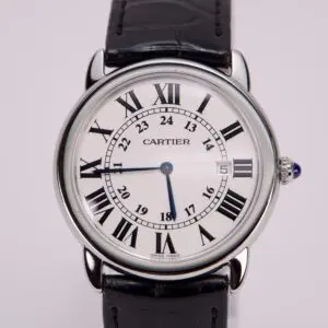 Luxury wristwatch with Roman numeral dial.