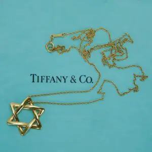Tiffany & Co. Elsa Peretti 18k Yellow Gold Star Of David Pendant Necklace 24''