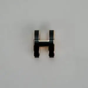 HERMES Mini Pop H Pendant Rose Gold Noir Enamel
