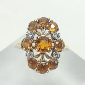 10k Multi-Tone Gold 1.15ctw Citrine Open Work North South Dinner Ring 5.25''