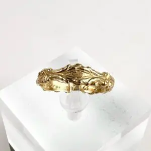 10k Yellow Gold Bark Branch Tree Engraved Band 7''