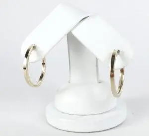 14k Yellow Gold 2.1mm Square Wire Drop Hanging Dangle Dangling Hoop Earrings 1''