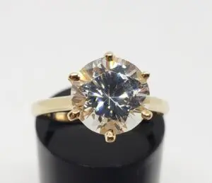 14k Yellow Gold 2.75ctw Large Round Cubic Zirconia Solitaire CZ Engagement Ring