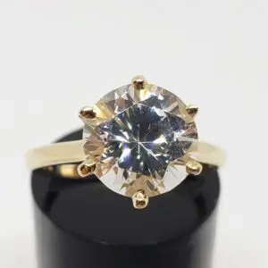 14k Yellow Gold 2.75ctw Large Round Cubic Zirconia Solitaire CZ Engagement Ring