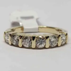14k Yellow Gold .90ctw 6 Stone Diamond Wedding Anniversary Half Eternity Band...