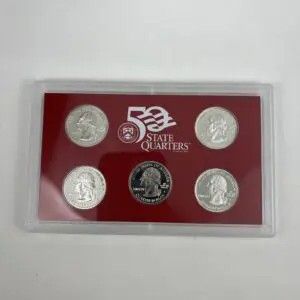 50 State Quarters set in display case.