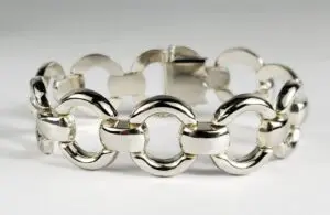 925 Sterling Silver Unique Oval Link 19mm Bracelet Made in Italy 7 3/8''
