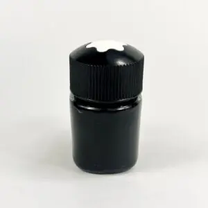 Black paint bottle with white cap design.