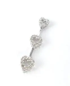 10k White Gold .30ctw Diamond Triple Heart Love Slider Drop Pendant 1 1/8''