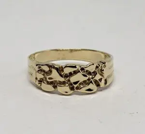 10k Yellow Gold 6mm Ladies Nugget Style Band Ring