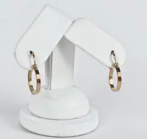 14k Rose Gold 2.05mm Flat Wire Drop Hanging Dangle Dangling Hoop Earrings 7/8''