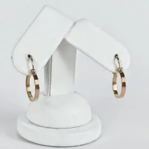 14k Rose Gold 2.05mm Flat Wire Drop Hanging Dangle Dangling Hoop Earrings 7/8''