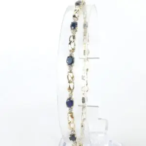 14k Yellow Gold 2.25ctw Oval Cut Blue Sapphire Figure 8 Infinity Bracelet 8''