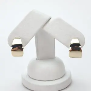 14k Yellow Gold Tappered Omega Back Shrimp Style Half Hoop Earrings 5/8''