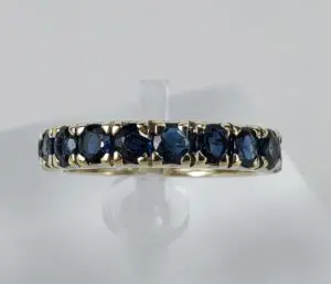 18k Yellow Gold 2.50ctw Natural Blue Sapphire Eternity Band Ring 6.25''