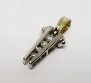 10k Two Tone Yellow & White Gold Graduated Diamond Drop Pendant 7/8''