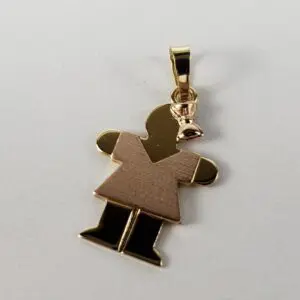 14k Two Tone Yellow Rose Gold Child It's A Girl Kid Children Charm Pendant