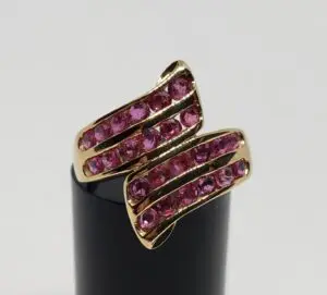 14k Yellow Gold 3.00ctw Natural Ruby Bypass Cluster Channel Set Ring