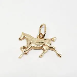 14k Yellow Gold Great Horse Steed Mare Strength Pendant Charm