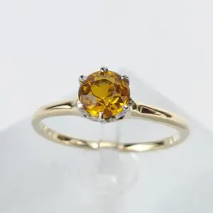 14k Yellow Gold Vintage Yellow Garnet Doublet Solitaire Engagement Style Ring