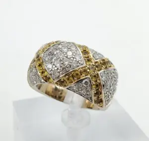Gold and silver diamond-studded ring.