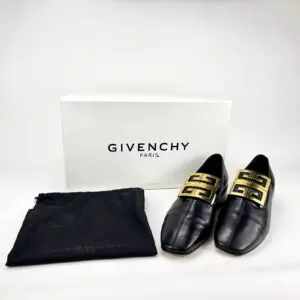 Givenchy 4G Block-Heel Leather Loafers Size 37.5