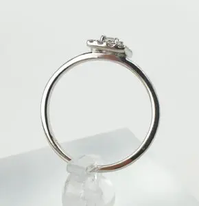Silver ring with small detailed design.