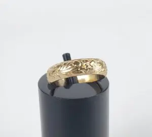 10k Yellow Gold 4.25mm Engraved Flower Floral Vine Plant Band Toe Ring 1.75''