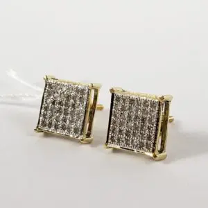 14k Two Tone White & Yellow Gold .36ctw Diamond Cluster Stud Earrings