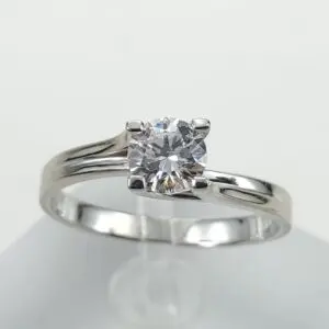 14k White Gold .50ctw Swarovski Zirconia Solitaire Bypass Style Engagement Ring