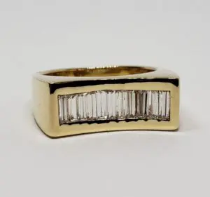 18k Yellow Gold 1.21ctw D VVS/VS Diamond Mens Unisex Cluster Channel Set Ring