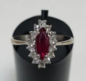 Vintage 18k White Gold .59ct Ruby .42ctw Diamond Ring