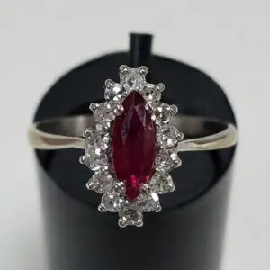 Vintage 18k White Gold .59ct Ruby .42ctw Diamond Ring