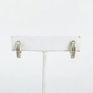 14k Multi-Tone Gold Diamond Latch Omega Leverback Huggie Style Earrings 3/4''