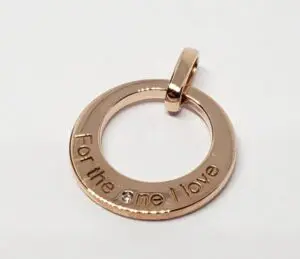 14k Rose Gold Diamond For the One I Love Circle Charm Pendant