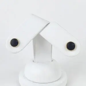 14k Yellow Gold Black Onyx Round Circle Stud Style Earrings 3/8''