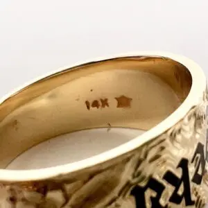 Gold ring with 14K stamp inside.