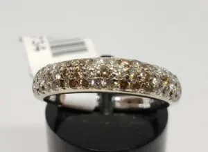 18k White Gold 1.00ctw D/E/F VS Pave White Champagne Diamond Cluster Band Ring