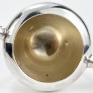 Silver and gold two-handled cup interior.