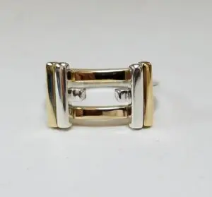 Tiffany & Co 18k Yellow Gold 925 Sterling Silver Band Gehry Axis Ring